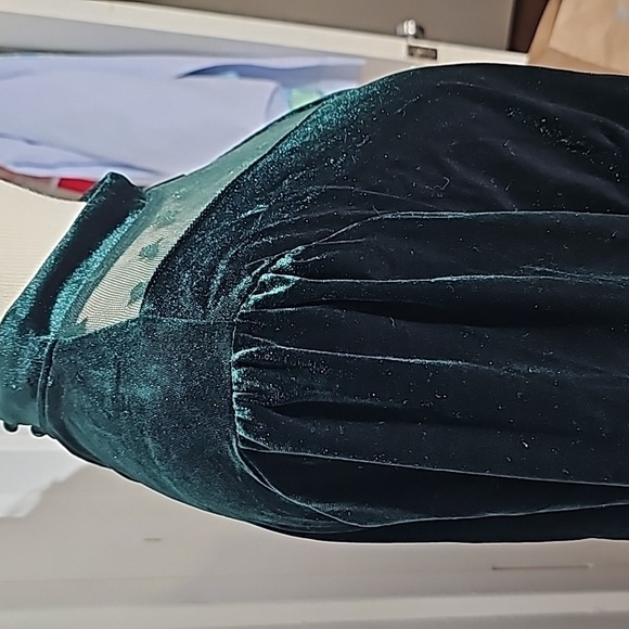 Allegra NWT, green velvet long sleeve top. Size XL. Mesh with hearts in front. - Picture 3 of 10